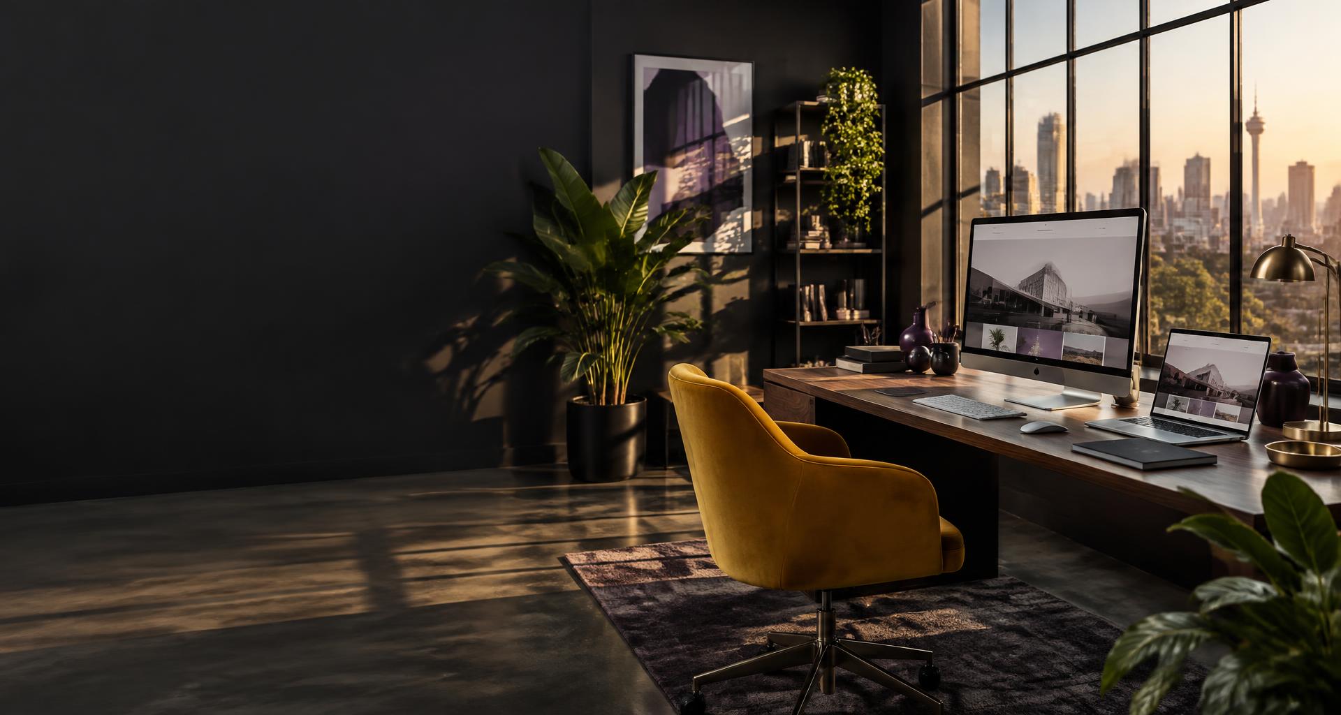Creative workspace overlooking Johannesburg